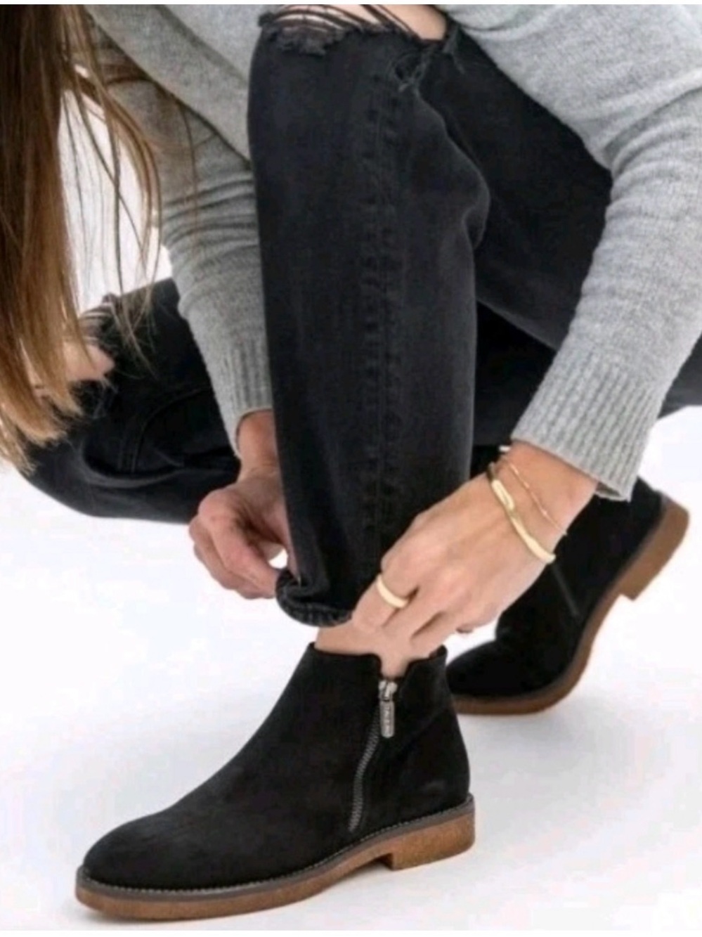 Italeau Foliana Black Waterproof Suede Italian Leather Chelsea Boots  Size 37